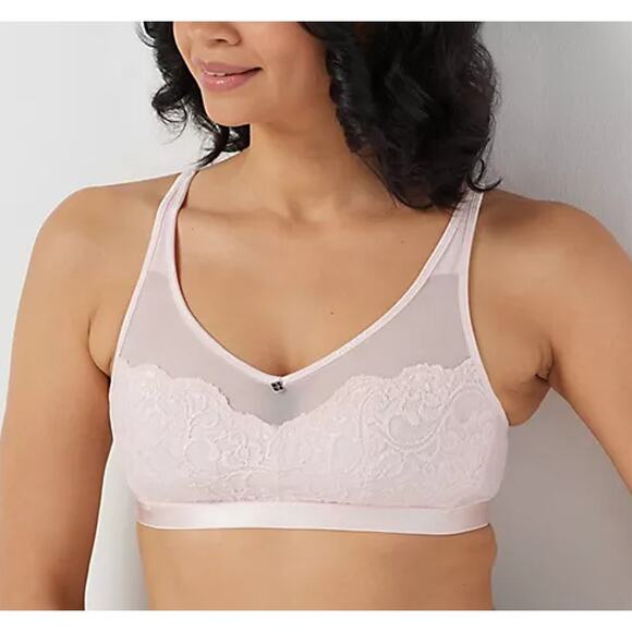 Breezies Bra Lot 36DDD Mesh Lace Wirefree Black + Dusty Plum NoWire Unlined QVC - Picture 3 of 16